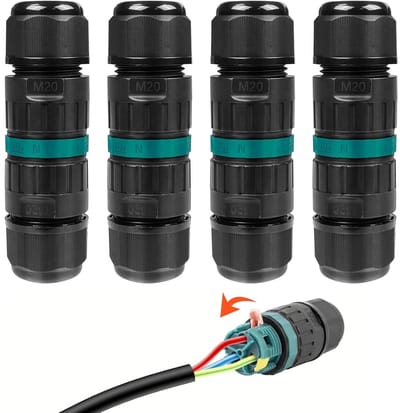 EXCITAT 3-draads waterdichte connector - Draadconnector - Elektrische aansluitdoos - Elektrisch accessoire - IP68 - Buitenkabeldoorvoerverbinding voor ondergrondse kabel - Verpakking van 4