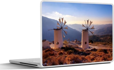 Laptop sticker - 10.1 inch - Windmolen - Kreta - Griekenland - 25x18cm - Laptopstickers - Laptop skin - Cover