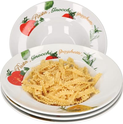 Kleurige 4-delige set diepe pastaborden Ø 27 cm - Duurzaam porselein voor stijlvol serveren van pastagerechten