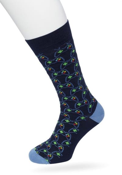Bonnie Doon Heren Sokken met Game Print maat 40/46 Donker Blauw - Thema Sokken - Game Controller - Cadeau Sokken - Word je Happy en vrolijk van - Zacht Katoen met Gladde Teennaad - Comfortabel - Perfect Cadeau - Black Iris - BT992127.134