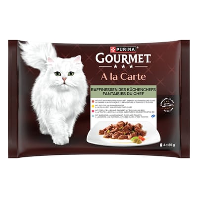 4x85g Eend/Gevogelte/Sardientjes/Forel Gourmet à La Carte Kattenvoer