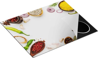 Chefcare Inductie Beschermer Kruiden op een Witte Tafel - 65x50 cm - Afdekplaat Inductie - Kookplaat Beschermer - Inductie Mat