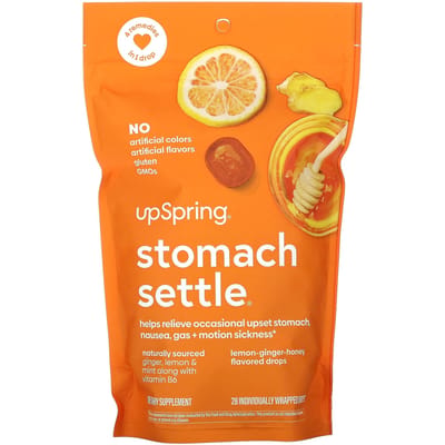 UpSpring, Gouttes pour l'estomac, Citron-Gingembre-Miel, Emballées individuellement 28 gouttes