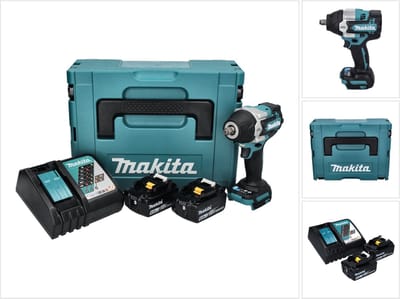 Makita DTW 700 RGJ accu slagmoersleutel 18 V 700 Nm 1/2" XPT Borstelloos + 2x oplaadbare accu 6.0 Ah + lader + Makpac