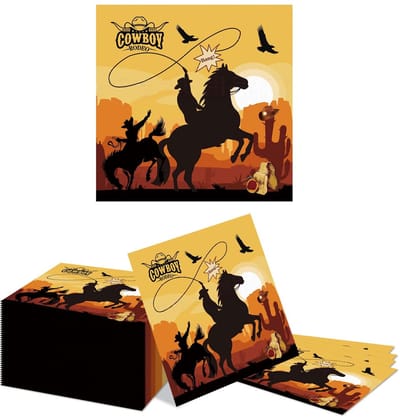 Dailygoods- Servetten 40 Stk - Papieren Servetten - Cowboy Thema - Wild West - Tafelversiering - Voor Feestelijke Maaltijden - Feestservetten