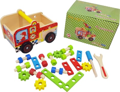 Brandweer Gereedschapskist - 29-delig Houten Speelgoed - Perfect Cadeau voor Jonge Klussers