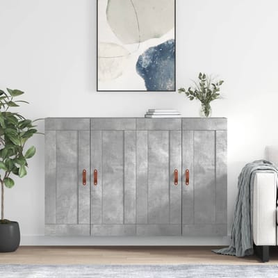 vidaXL - Hangkasten - 2 - st - bewerkt - hout - betongrijs
