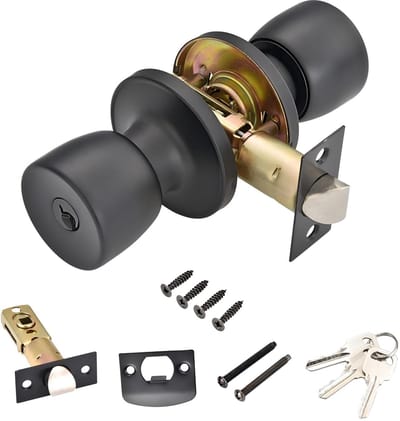 SPHProducts - Deurknop Set - Ronde Deurknoppen - Veilig met Slot en Sleutel - Zwart - Roestvrij Staal - Privacy Deurslot - Geschikt voor Slaapkamer en ...