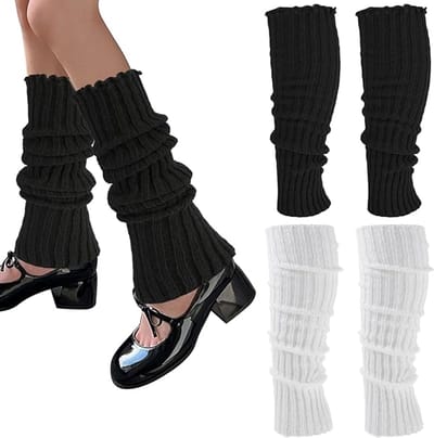 Famanu - Zachte gebreide beenwarmers voor dames, vintage stijl, warme wintermanchetten