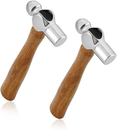 Mini Ball Hammer Set van 2 Stuks, 100 ml, Carbon Staal, Dubbelzijdige Hamer met Houten Handvat voor Metaalbewerking, Reparatie en Stempelen van Sieraden