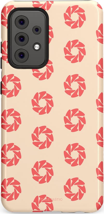 Casetastic hoesje geschikt voor Samsung Galaxy A52 (2021) 5G / Samsung Galaxy A52 (2021) 4G - Dubbellaagse bescherming - Peach Bloem Cirkels - Fashion Case - Crème Koraal Perzik