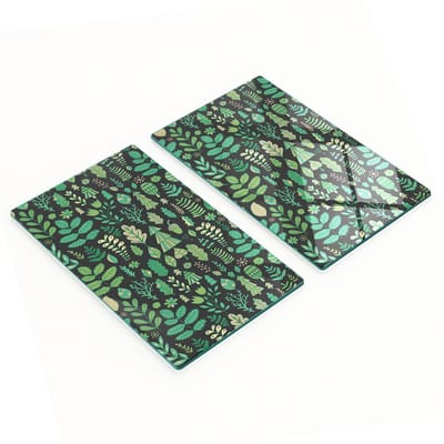 Decoratieve snijplanken van gehard glas met bosmotief, 2x30x52 cm