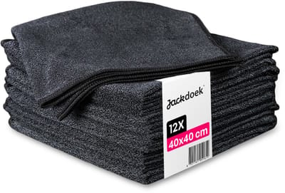 Jackdoek Microvezeldoekjes - 12stuks - Zwart - 40x40cm - Nanovezeldoek