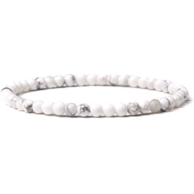 Armband - Witte Turkoois - 17CM - Natuursteen - Agaten - Onyx - Rekbaar wit
