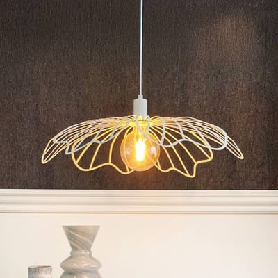 Dyberg Larsen hanglamp BLUMEN, parelwit, Ø 60 cm, metaal