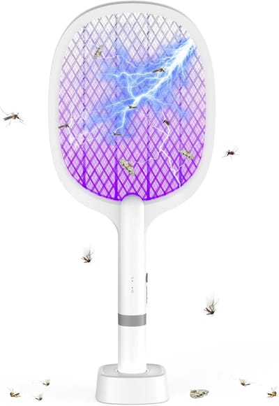 SnelShoppen - Elektrische Vliegenmepper 5000V - 2-in-1 Vliegende Swatter Racket - Insectenverdelger voor Muggen, Vliegen, Motten en Gnats - USB C Opla