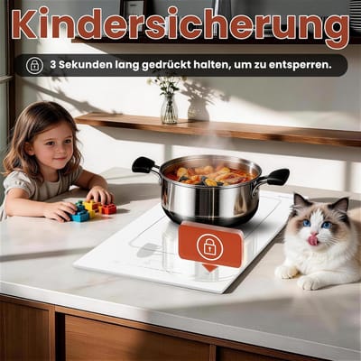 Inductiekookplaat - Kookplaat 2 platen - Snel Koken - Met Flexzone - 30 cm - Wit