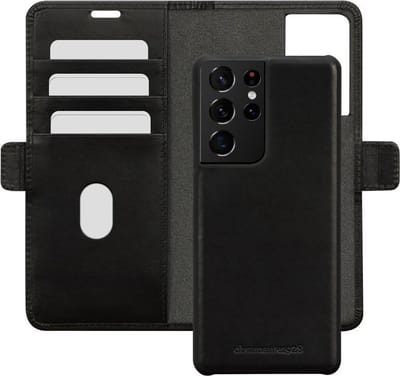 Samsung Galaxy S21 Ultra Bookcase hoesje - dbramante1928 - Effen Zwart - Leer