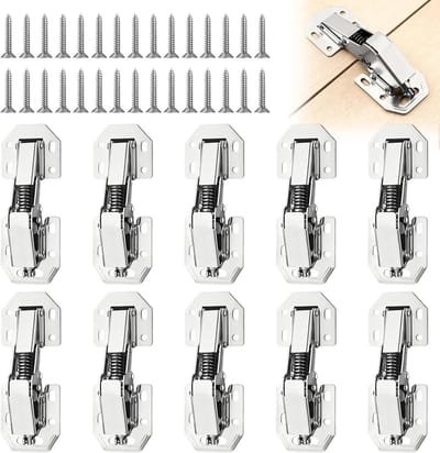 Set van 10 90° Soft Close Scharnieren voor Keuken- en Kastdeuren, Hydraulische Scharnieren voor Hoekoplossingen, Vooraf Geen Boren Nodig, Ideaal voor Kasten en Kledingkasten