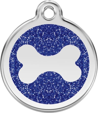 Red Dingo hondenpenning 38 mm bot glitter donkerblauw