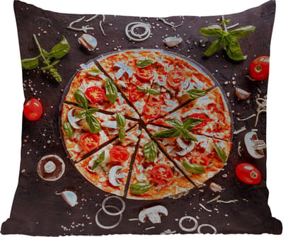 Buitenkussen - Pizza - Groente - Kruiden - Keuken - Industrieel - 45x45 cm - Weerbestendig