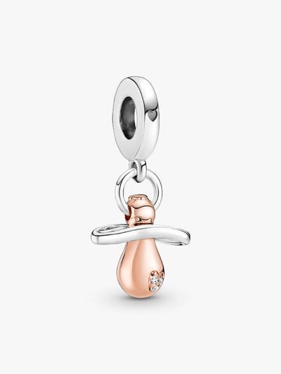 Fler® | Bedel | Past op populaire bedelarmbanden (standaard - 3mm) | Fopspeen Bedel | Hangbedel Charm | 925 sterling zilver | Transparante zirkonia | Valentijnsdag Cadeau | Sinterklaas kado | Kerstcadeau | Verjaardagsgeschenk | Vriendschap