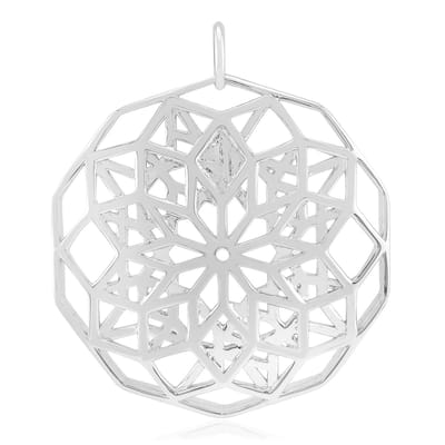 Cavill - 925 Sterling Zilver Geplatineerde Hanger - Geometrische Filigrain Bloemblaadjes - Elegant 33x29 mm - Dames Sieraden