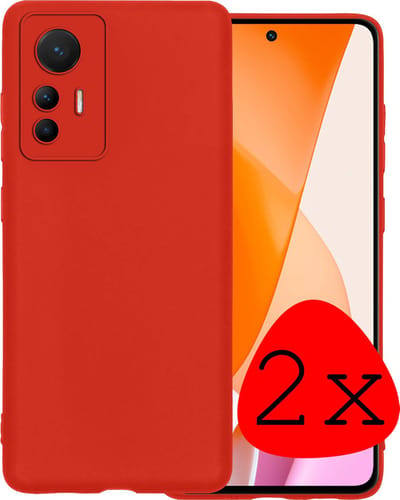 Hoesje 2 Stuks - Geschikt voor Xiaomi 12 Lite - Sterk & Shockproof - Case Siliconen - Back Cover - Telefoon Hoes - Rood