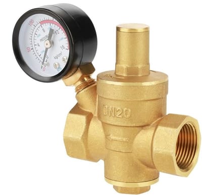 Mmgoqqt - Messing Drukreducer - DN20 - Instelbaar - Met Manometer - Voor Koud/Warm Water