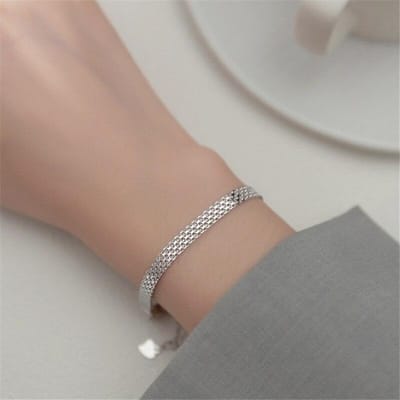 Verstelbare meerlaagse armband met kantmotief van 925 sterling zilver voor dames, elegante punk sieraden, feestmodel sl033 gray