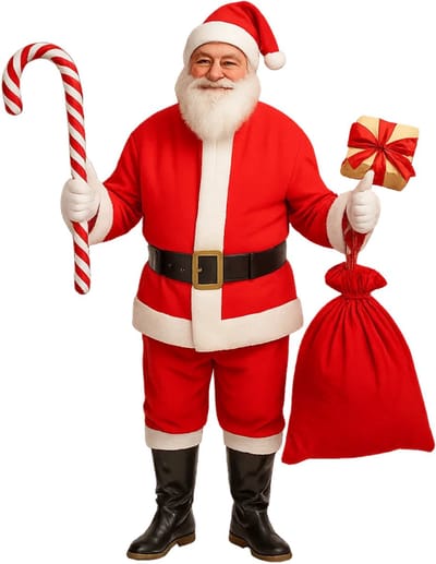 Lomera Luxe Kerstmanpak - Verkleedkleding Volwassenen - Universele Maat - Polyester Materiaal - 9-delige Set - Broek en Overhemd - Muts en Baard - Riem en Handschoenen - Beenkappen - Kerst Outfit - Rood/wit - Traditionele Kerstman