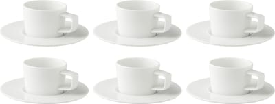 Palmer - White Delight - Koffie kop en schotel - 6 stuks - 15 cl - Wit - Porselein - Koffiekopjes