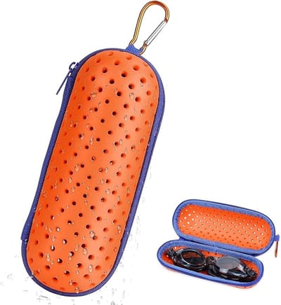 Zwembril, etui met karabijnhaak, hardcase, beschermhoes, brillenkoker, uniseks, voor zwembril, zonnebrillen en sportbrillen