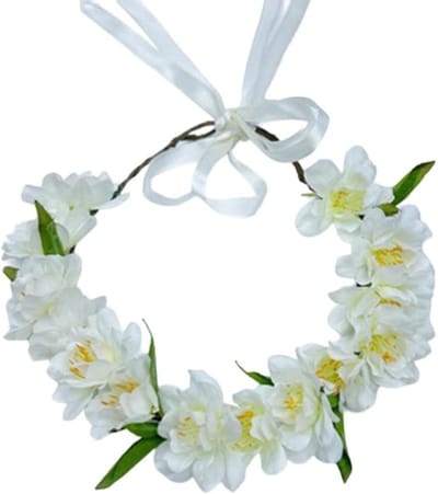 Bloemen Hoofdtooi - Bloemenkrans Haar - Bruiloft Accessoire - Verstelbare Pasvorm - 50 gram - Wit