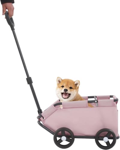 Hondenbuggy Opvouwbaar - Reisbuggy Huisdier - Dieren Vervoeren - Verstelbare Trekstang - 7.5 kg - Roze