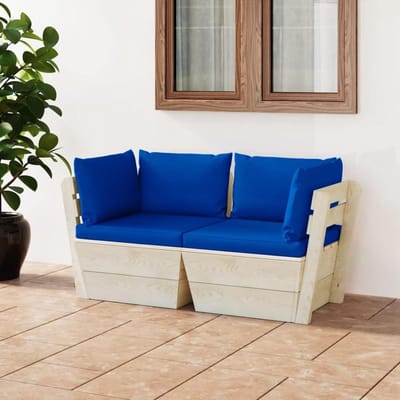 Tuinbank met kussens - Bank voor buiten - Ontspannen in de tuin - Tijdloos palletdesign - 2-zits - Grijs
