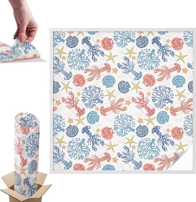 Tulup Raamfolie Anti inkijk - Kreeftenkoralen Anti inkijk Raamfolie - 100x100 cm - Wit Raamfolie Tegen inkijk - Zelfklevende Anti inkijk Folie Glas in Lood - Voor de badkamer, slaapkamer, hal - Zonwerende Raamfolie Glas in Lood