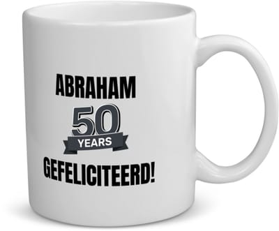 Akyol - 50 jaar sarah en abraham cadeau koffiemok - theemok - Hoera 50 jaar - jubileum man en vrouw - verjaardag - grappige tekst - jarig - verjaardag - 350 ML inhoud