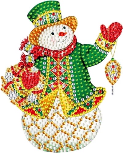 Diamond Painting Kerst sticker groot Sneeuwpop (15cm)