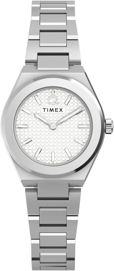 Timex Q Timex Continental Mini Quartz Analoog Horloge Zilverkleurig Kast Gemaakt Van 100% Roestvrij Staal En Een Armband Van 100% Roestvrij Staal 24 TW2Y68300AJ, TW2Y68500AJ, TW2Y77400AJ