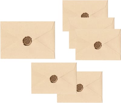 6-delige set - linnen envelop - briefpapier - liefdesbrief in vintage stijl - kraftpapier - geschikt voor uitnodigingen en ansichtkaarten - wasenvelop - geel