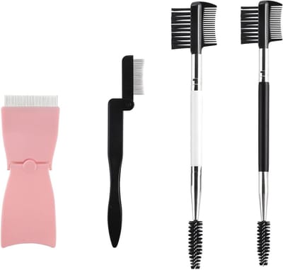 Set van 4 Vouwbare Wenkbrauw- en Wimperkam met Verschillende Stijlen voor Perfecte Make-up en Precisie