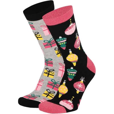 Apollo - Kerstsokken dames in kerstbal - Grijs/Blauw - Maat 36/41