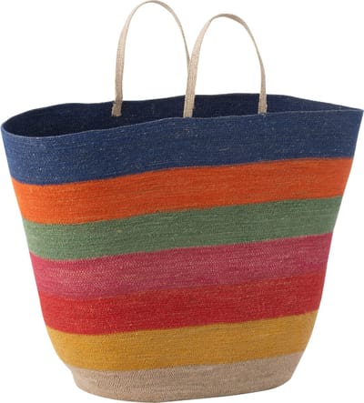 J-Line tas/mand Regenboog Strepen - zeegras - mix