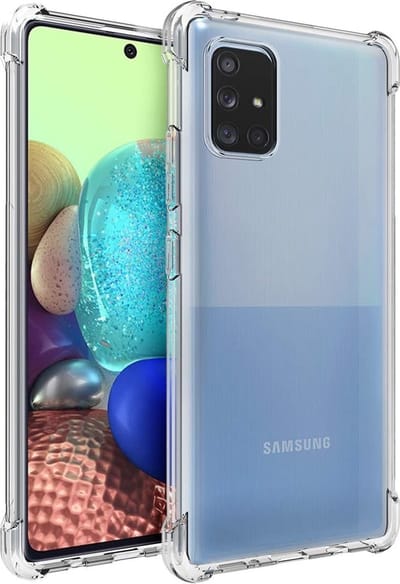 Ceezs siliconen telefoonhoesje voor geschikt voor Samsung Galaxy A71 TPU hoesje shockproof case transparant backcover + glazen Screenprotector