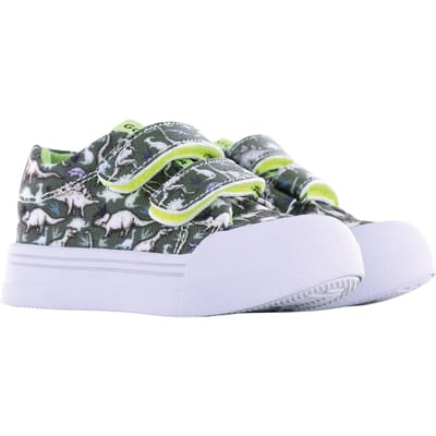 Go Banana's Go Banana‘S Sneaker Klittenband - Green Dino - Sneakers Kinderen - Jongens - Dark Green - Canvas - Maat 24