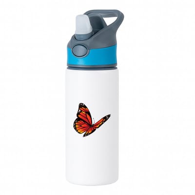 Hacebo® - Vlinders waterfles met rietje blauw - Vlinder - Dieren liefhebbers - Insecten - dieren - vlindertuin - water fles - 650ML