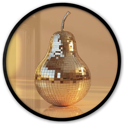 Poster in lijst Rond - Fotolijst 40x40 cm - Posters - Goud - Disco - Glitter - Peer - Ronde posterlijst zwart - Decoratie - Wanddecoratie woonkamer - Muurdecoratie slaapkamer