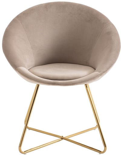 Vente-unique Stoel van boucléstof en goudkleurig metaal - Beige - BURBAN