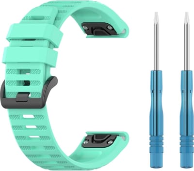 Siliconen bandje - geschikt voor Garmin Fenix 5 / 5 Plus / 6 / 6 Pro / 7 / 7 Pro / 8 (47 mm) / E (47 mm) / Epix (Pro) (2) 47 mm / Quatix 5 / 6 / 7 / 7 Pro / Approach S60 / S62 / S70 47 mm / MARQ / D2 Delta / D2 Mach 1 / Descent G1 - mintgroen